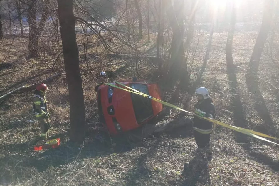 Samochód wypadł z drogi i dachował - zdjęcie 2