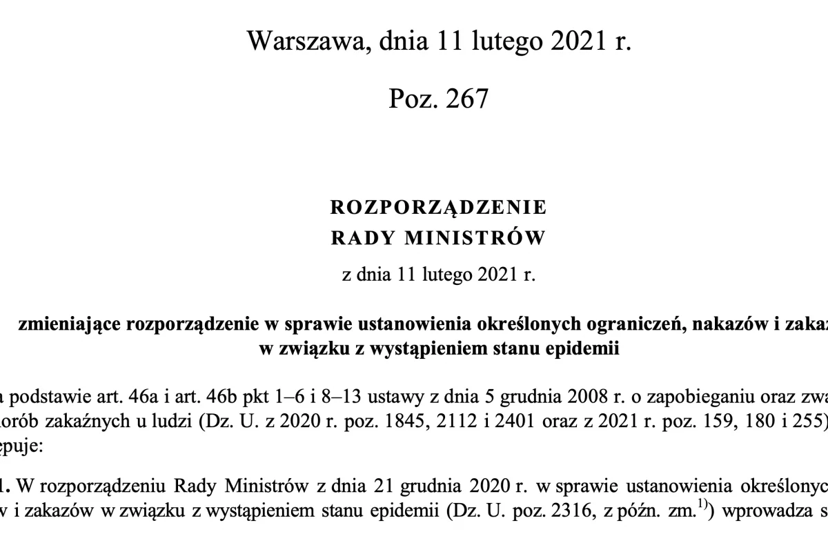 Rozporządzenie Rady Ministrów w sprawie ustanowienia określonych ograniczeń, nakazów i zakazów (pełna treść)