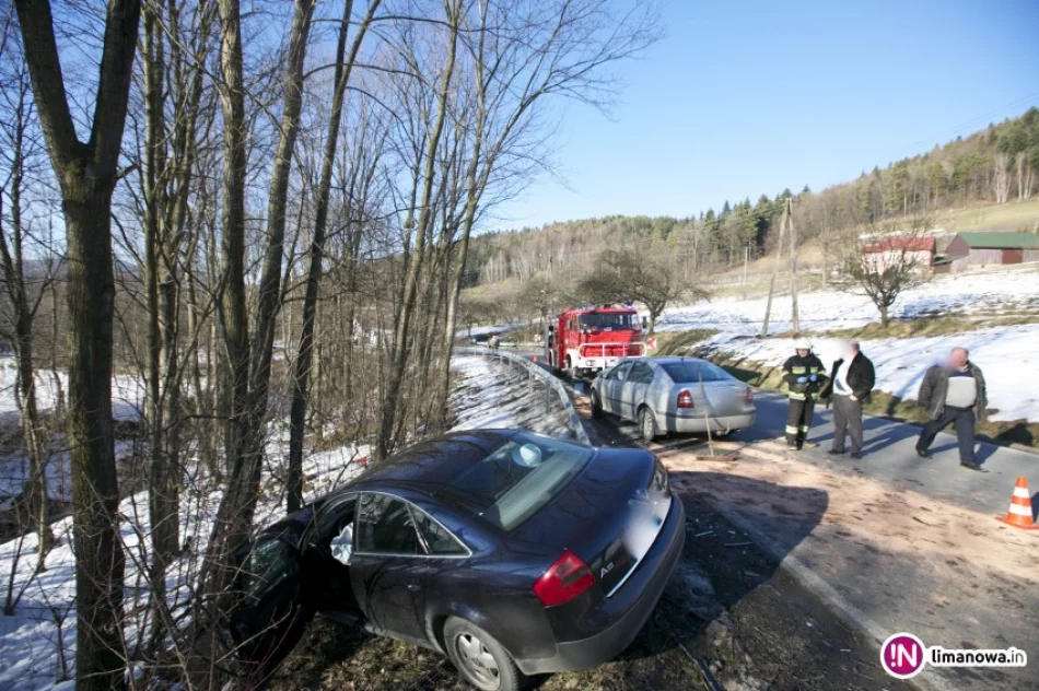 Poślizg i zderzenie czołowe. Jedna osoba w szpitalu - zdjęcie 2