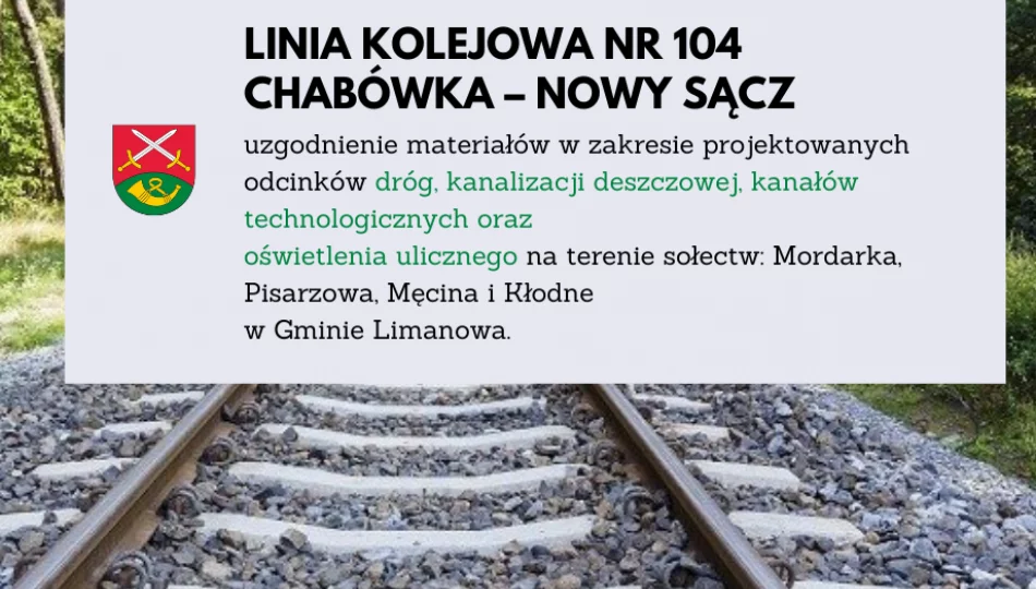 Kolejny etap modernizacji istniejącej linii kolejowej nr 104 Chabówka – Nowy Sącz - uzgodnienia  - zdjęcie 1