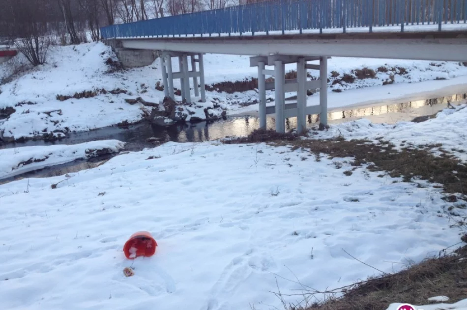 Zniszczone kosze na śmieci, część trafiła do koryta rzeki - zdjęcie 3