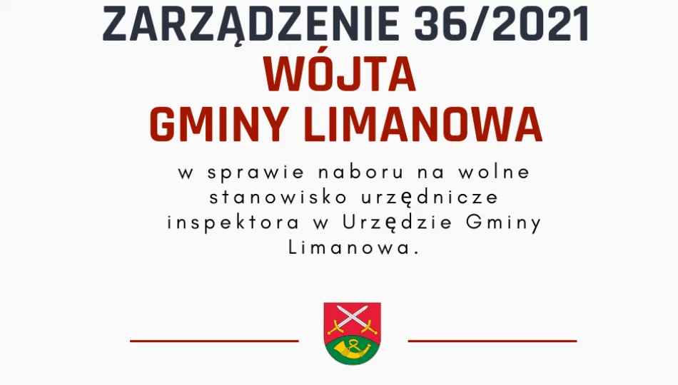 Nabór na wolne stanowisko w urzędnicze inspektora w Urzędzie Gminy Limanowa  - zdjęcie 1