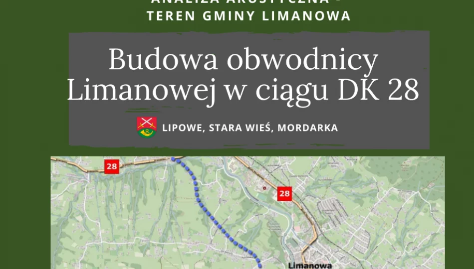 "Budowa obwodnicy Limanowej w ciągu DK 28" - analiza akustyczna - teren Gminy Limanowa - zdjęcie 1