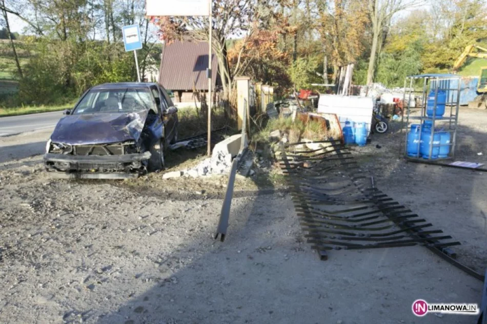 Wypadł z drogi, uderzył w ogrodzenie - zdjęcie 2