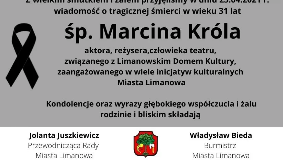 Kondolencje z powodu śmierci Marcina Króla - zdjęcie 1