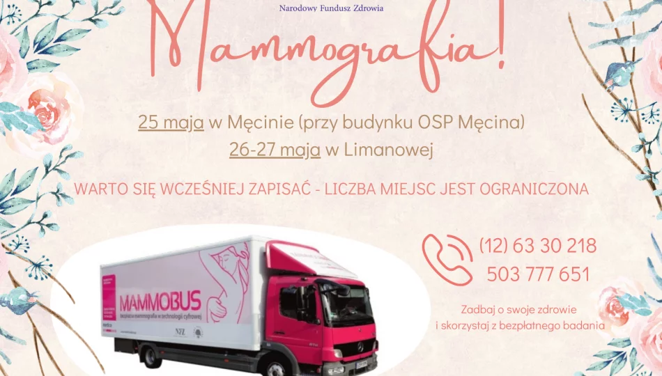 Bezpłatna mammografia w Męcinie i Limanowej - zdjęcie 1