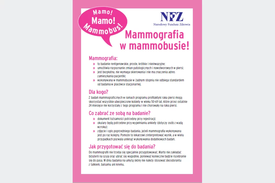 Bezpłatna mammografia w Męcinie i Limanowej - zdjęcie 2