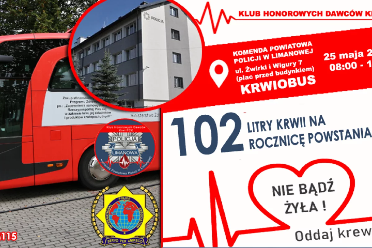 "Krwiobus" zatrzyma się przed komendą. Mundurowi zachęcają do wzięcia udziału w akcji