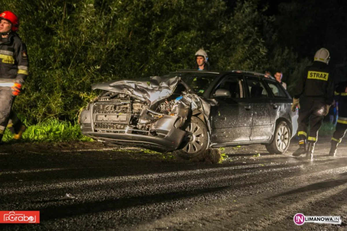 Wypadek i kolizja, ranny kierowca w szpitalu