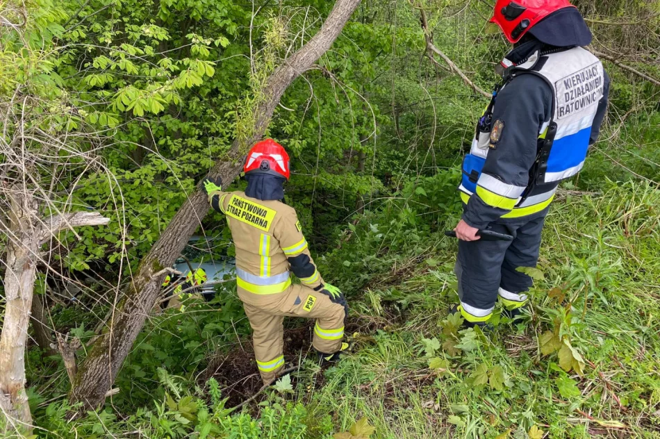 Samochód wypadł z jezdni i stoczył się kilkanaście metrów - zdjęcie 3