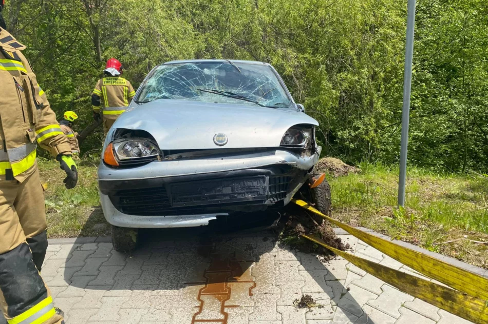 Samochód wypadł z jezdni i stoczył się kilkanaście metrów - zdjęcie 6