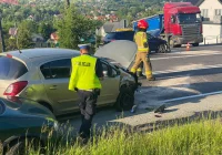 Zderzenie trzech pojazdów na DK 28 - zdjęcie główne