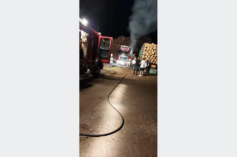 Na terenie tartaku zapaliła się ciężarówka  - zdjęcie 3