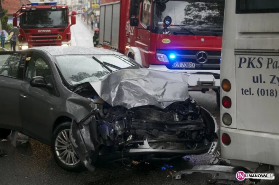 Zderzenie samochodu z autobusem. Są ranni - zdjęcie 4