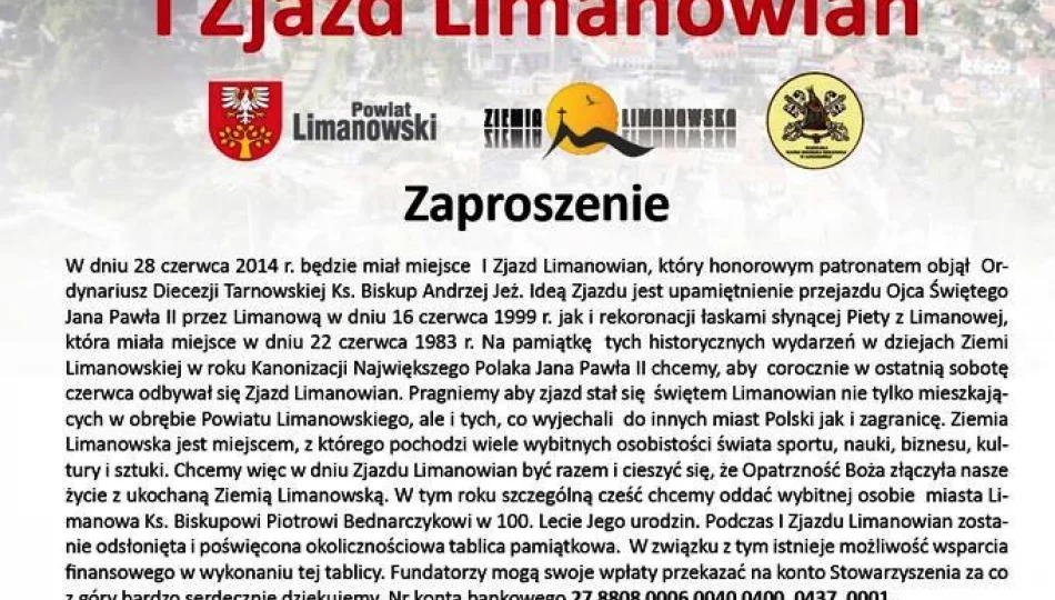 W sobotę I Zjazd Limanowian - zdjęcie 1