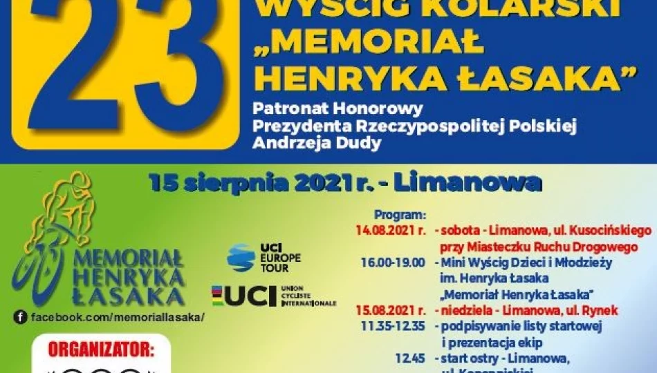 23. Międzynarodowy Wyścig Kolarski „Memoriał Henryka Łasaka” – 15 sierpnia w Limanowej - zdjęcie 1