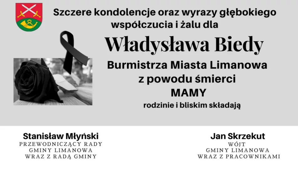 Kondolencje z powodu śmierci Mamy Burmistrza Miasta Limanowa Władysława Biedy - zdjęcie 1