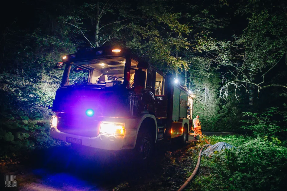 Działania strażaków przy nocnym pożarze domu  - zdjęcie 19