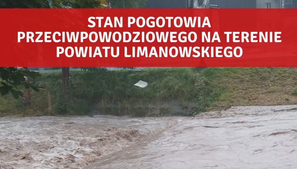 Wprowadzenie stanu pogotowia przeciwpowodziowego na terenie powiatu limanowskiego - zdjęcie 1