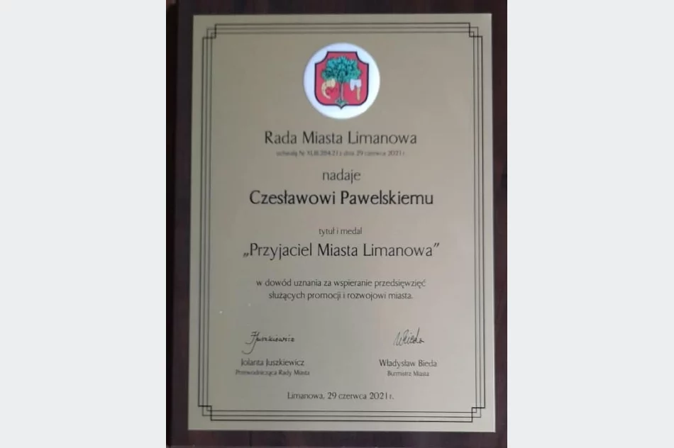 Czesław Pawelski odebrał medal „Przyjaciela Miasta Limanowa” - zdjęcie 6