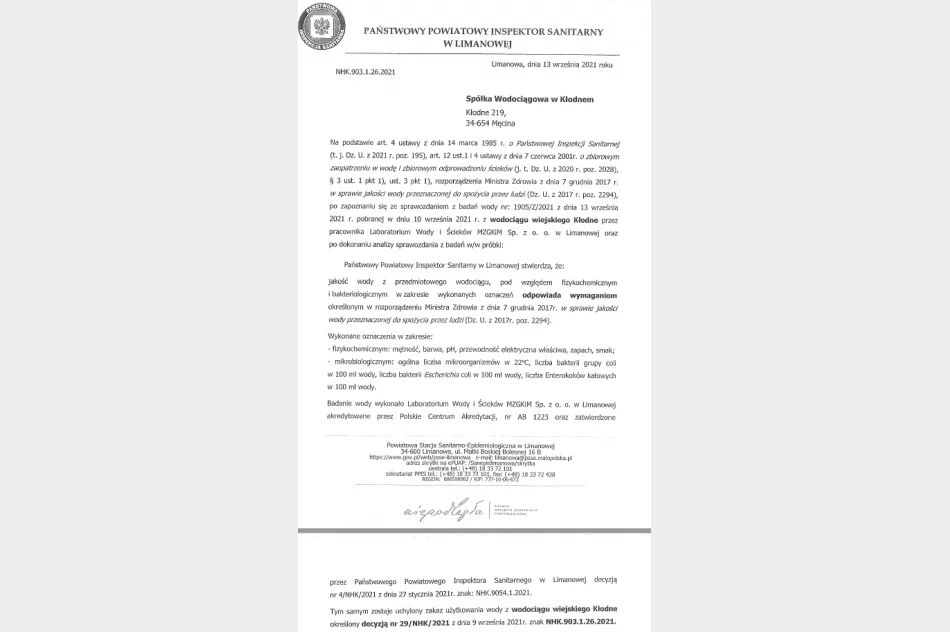 Woda z wodociągu Kłodne zdatna do picia  - zdjęcie 2