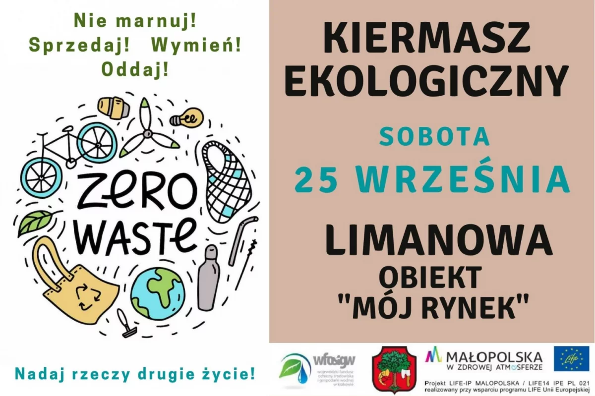 KIERMASZ EKOLOGICZNY „ZERO WASTE” –„NIE MARNUJ” – 25 września w Limanowej