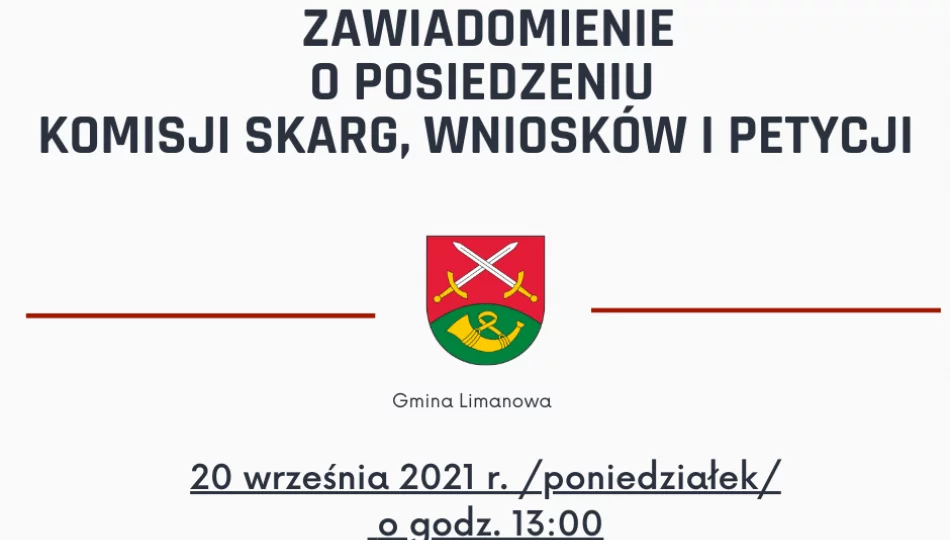 Posiedzenie Komisji Skarg , Wniosków i Petycji Rady Gminy Limanowa w dniu 20 września 2021 - zdjęcie 1