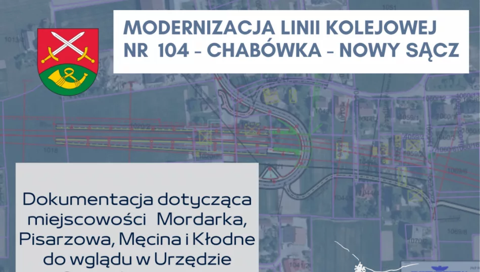 Dokumentacja dot. modernizacji linii kolejowej nr 104 Chabówka – Nowy Sącz w miejscowościach: Mordarka, Pisarzowa, Męcina i Kłodne,  przedłożona do Urzędu Gminy Limanowa. - zdjęcie 1