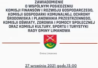 Posiedzenie Komisji Rady Gminy Limanowa - 27 września 2021 - zdjęcie główne
