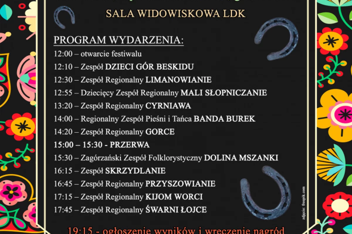 X Festiwal Zespołów Regionalnych Beskidu Wyspowego "Beskidzka Podkówecka" - program wydarzenia