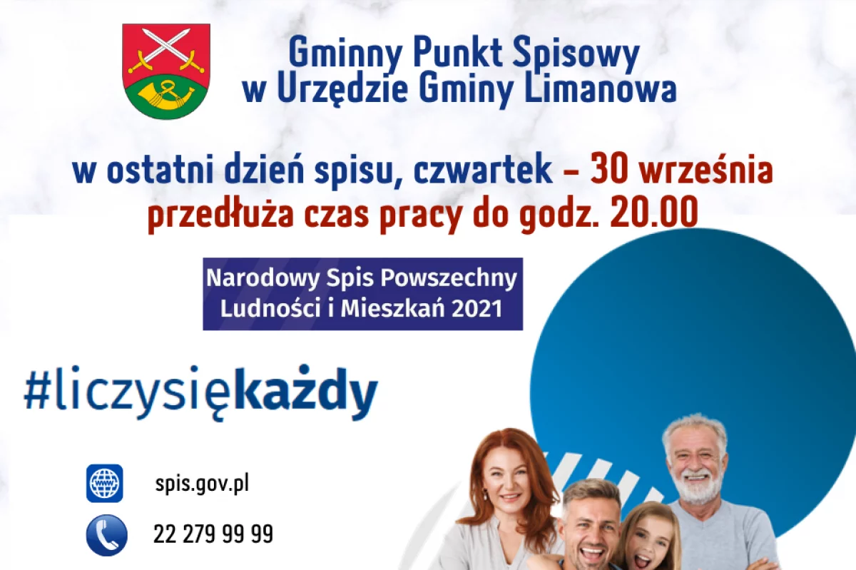 Jutro ostatni dzień spisu! - Punkt Spisowy w Urzędzie Gminy przedłuża pracę do godz. 20.00