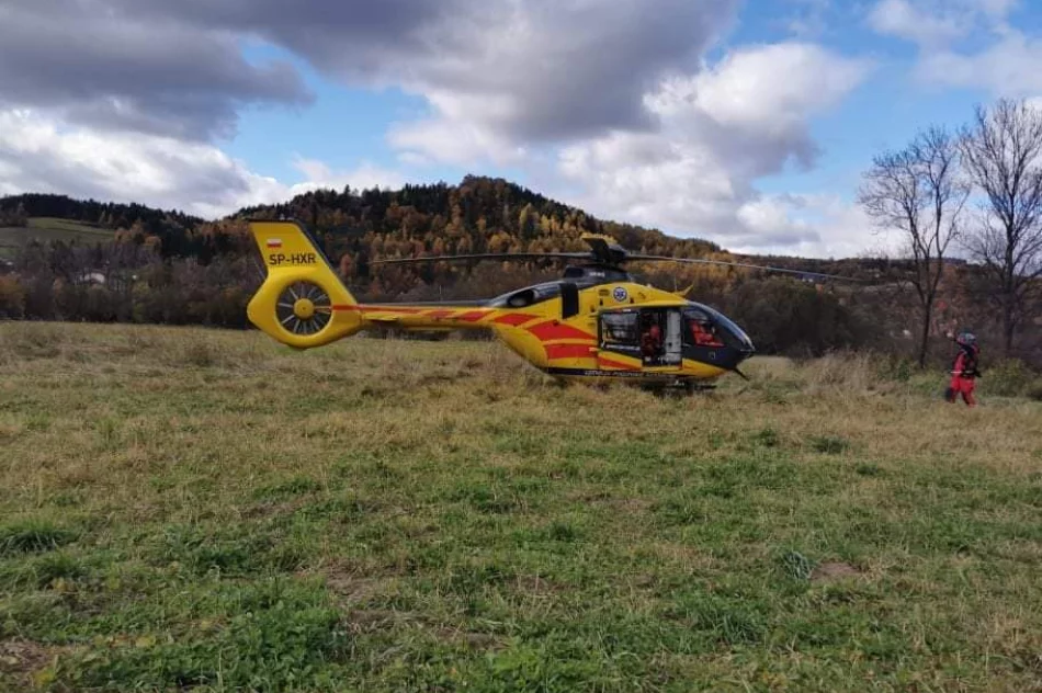 Mężczyzna przygnieciony przez traktor po długiej reanimacji zabrany przez LPR - zdjęcie 2