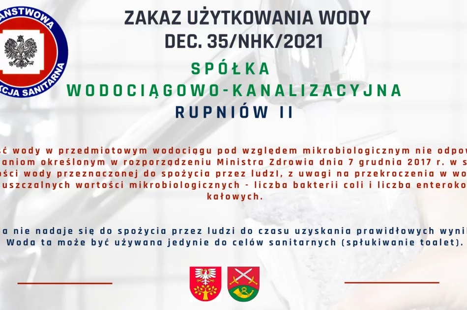 Zakaz użytkowania wody z wodociągu II w Rupniowie - zdjęcie 2