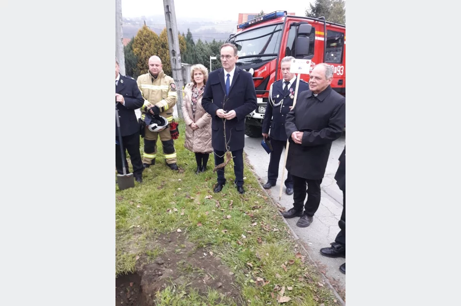 Strażacy z OSP Łososina Górna posadzili dąb na pamiątkę 100-lecia utworzenia Związku OSP RP - zdjęcie 4