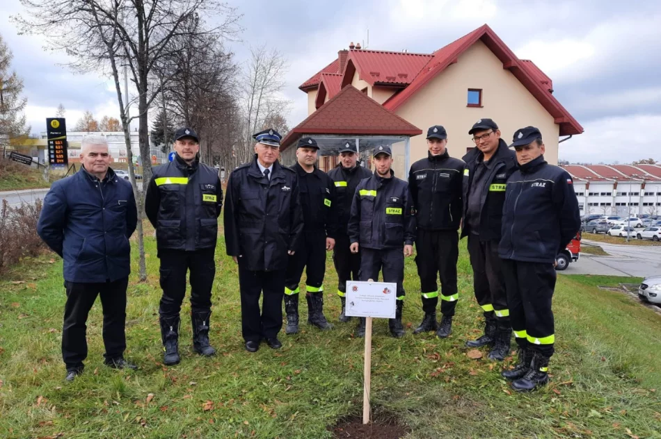 Przy remizie OSP Limanowa zasadzono dąb na pamiątkę 100-lecia Związku OSP RP - zdjęcie 3