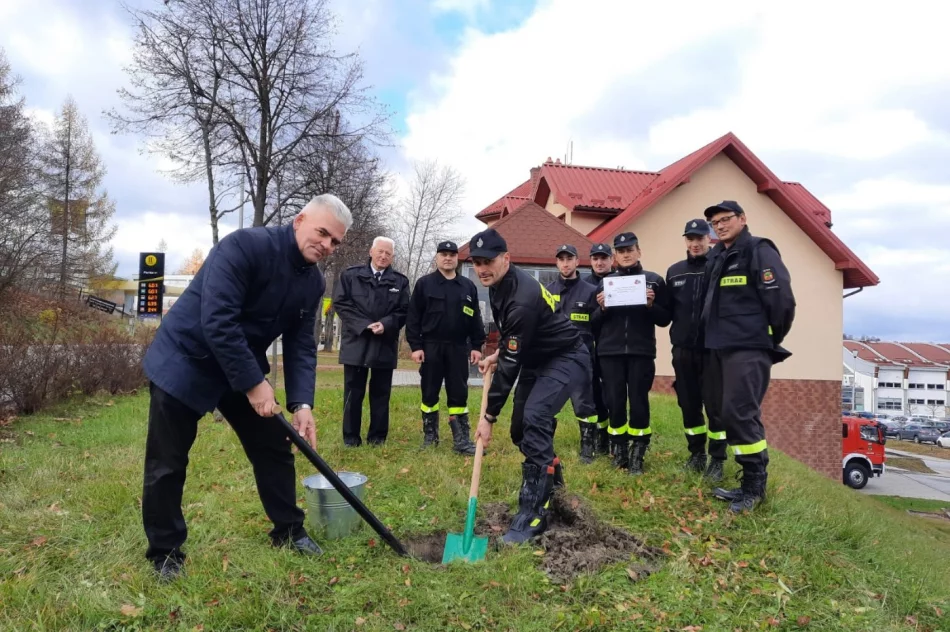 Przy remizie OSP Limanowa zasadzono dąb na pamiątkę 100-lecia Związku OSP RP - zdjęcie 6