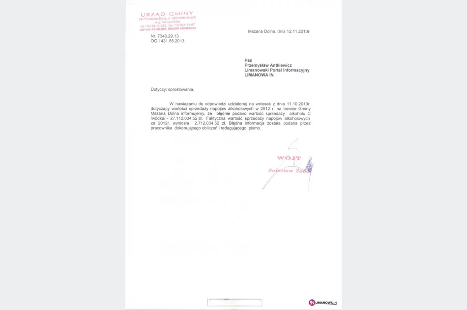 'Obsmarowanie' - pomyłka z podpisem wójta - zdjęcie 2