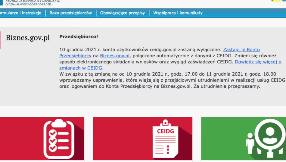 Komunikat dla przedsiębiorców ws. kont CEIDG - zdjęcie 1