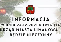 W Wigilię Urząd Miasta Limanowa będzie nieczynny - zdjęcie główne