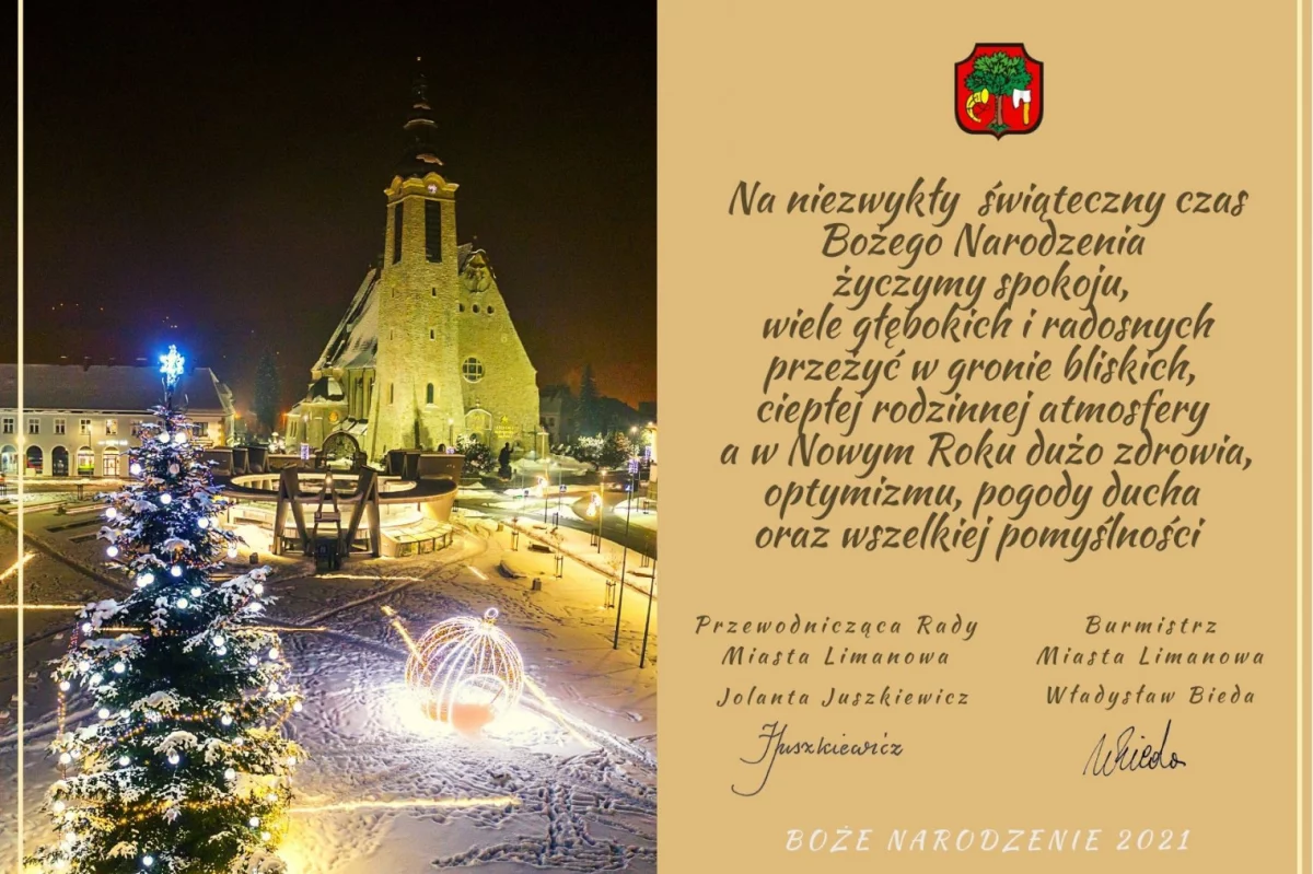Życzenia świąteczno-noworoczne od władz Miasta Limanowa