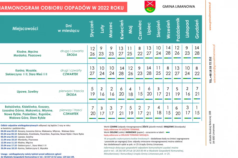 Harmonogram odbioru odpadów na 2022 rok - zdjęcie 2