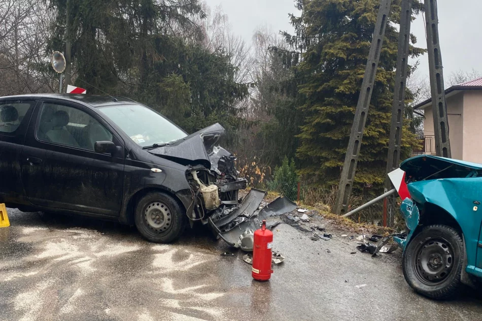 Czołowe zderzenie na łuku drogi - zdjęcie 3