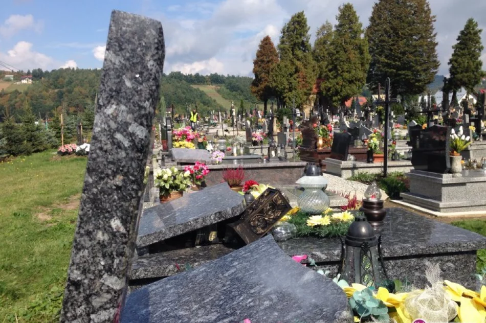 Zdewastowany cmentarz w Ujanowicach - zdjęcie 2