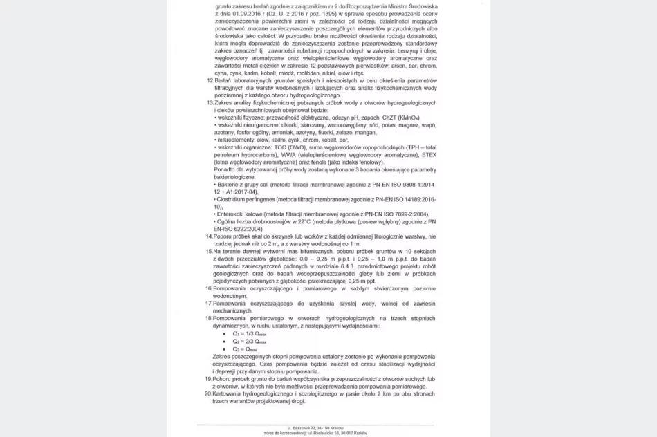 Decyzja Marszałka Województwa Małopolskiego z dn. 30.12.2021 roku ws. zatwierdzenia „Projektu robót geologicznych w celu określenia warunków hydrologicznych dla zadania: „Budowa obwodnicy Limanowej w ciągu DK28” - zdjęcie 3