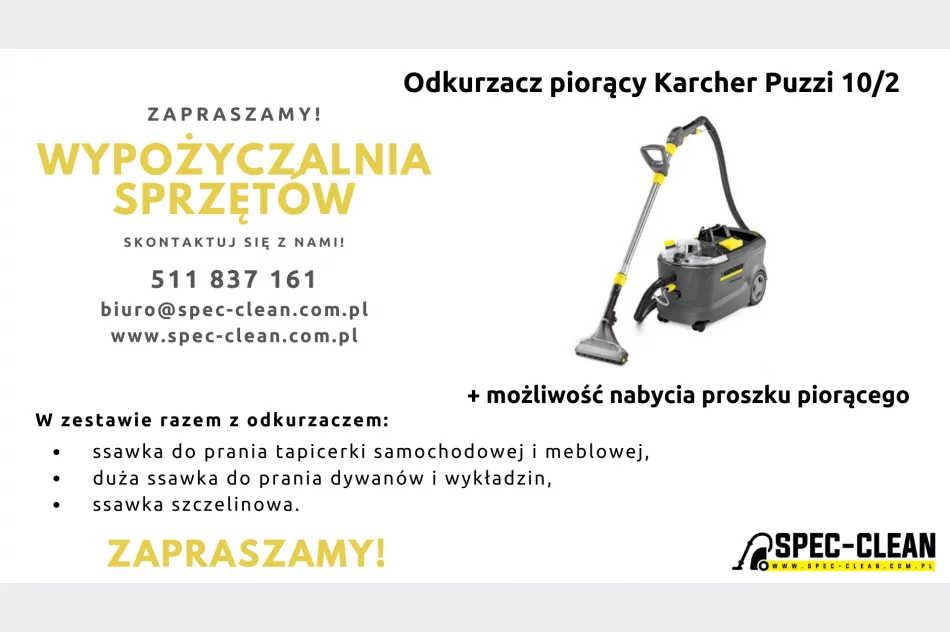 Odkurzacz piorący Karcher Puzzi 10/2 Wynajem Wypożyczalnia Dowóz do Klienta Faktura - zdjęcie 1