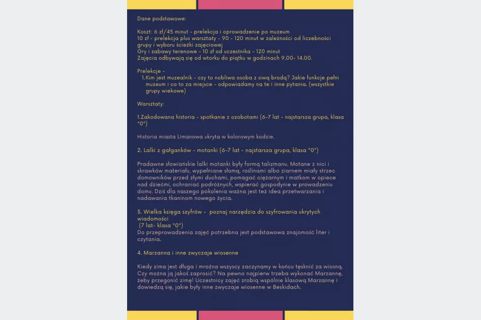 Oferta dydaktyczna Muzeum Regionalnego Ziemi Limanowskiej - zdjęcie 3