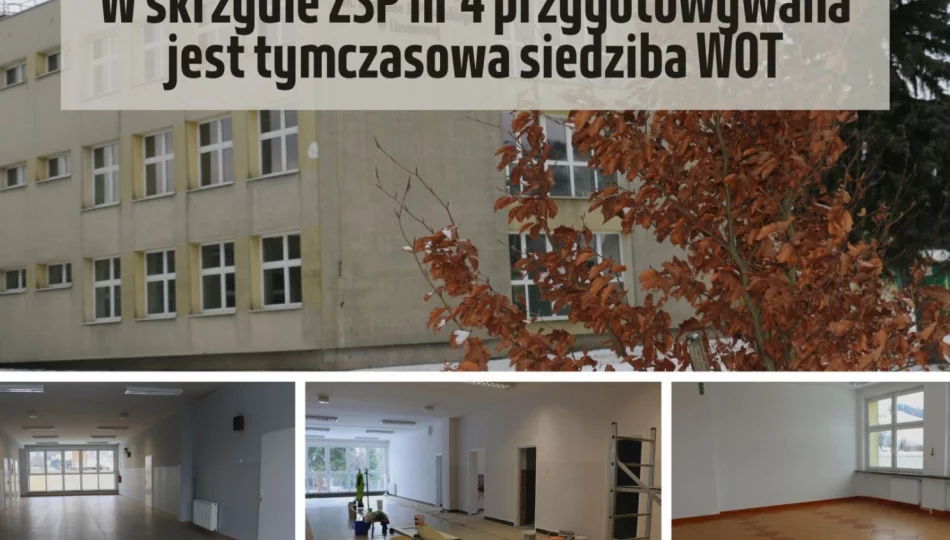 Trwa remont skrzydła budynku ZSP nr 4 w Limanowej pod tymczasową siedzibę WOT - zdjęcie 1