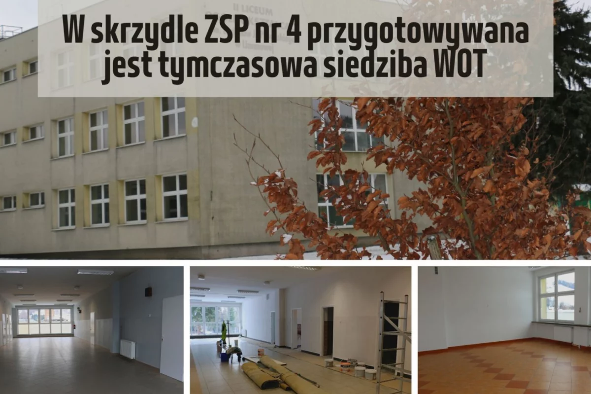 Trwa remont skrzydła budynku ZSP nr 4 w Limanowej pod tymczasową siedzibę WOT