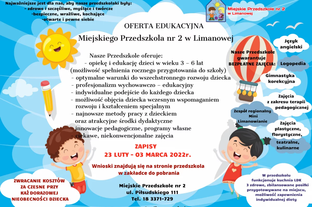 Oferta edukacyjna Miejskiego Przedszkola nr 2 w Limanowej