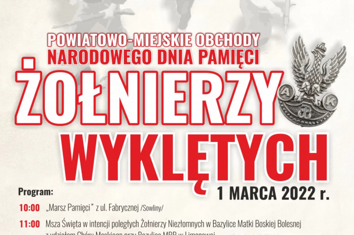 1 marca odbędą się Powiatowo-Miejskie obchody Narodowego Dnia Pamięci Żołnierzy Wyklętych